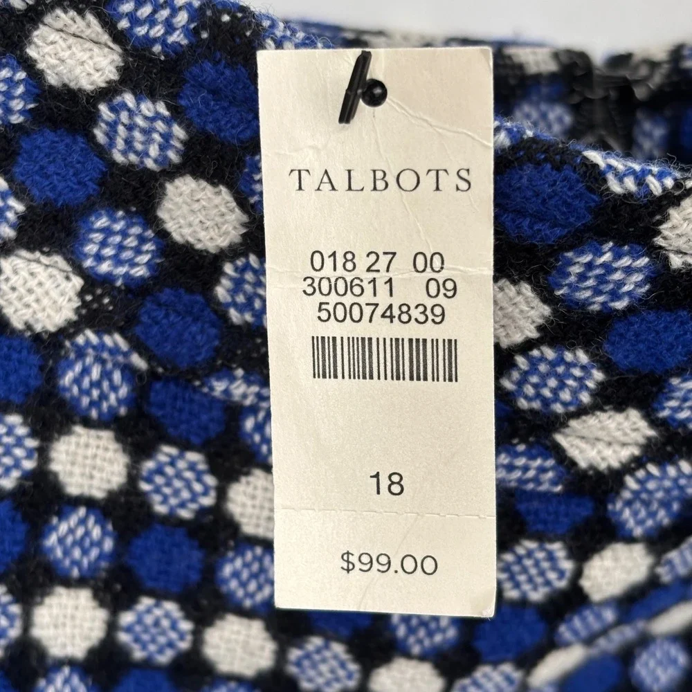 Talbots Skirt Size 18 Blue White Textured Geometric‎ Knee Length New With Tag